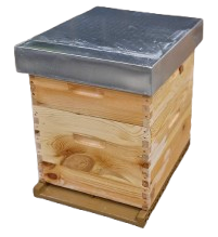 RUCHE COMPLETE ECO montée PARAFFINEE en pin à tenons - Toit bois + tôle